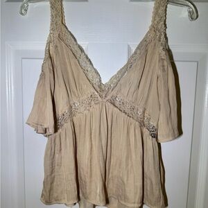 Forever 21 Tan Asymmetrical Ruffled Camisole